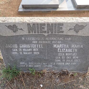 MIENIE Jacob Christoffel 1871-1929 & Martha Maria Elizabeth NORTJE 1874-1967