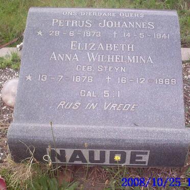 NAUDE Petrus Johannes 1873-1941 &amp; Elizabeth Anna Wilhelmina STEYN 1878-1969