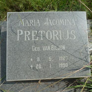 PRETORIUS Maria Jacomina nee VAN BILJON 1927-1990