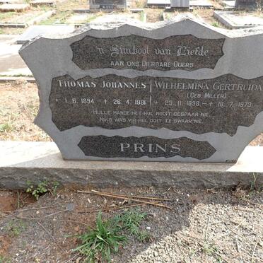PRINS Thomas Johannes 1894-1981 & Wilhelmina Gertruida MILLER 1898-1973