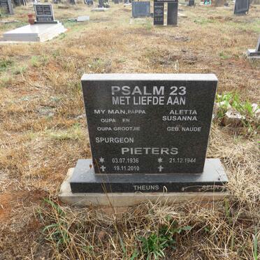 PIETERS Spurgeon 1936-2010 & Aletta Susanna NAUDE 1944-