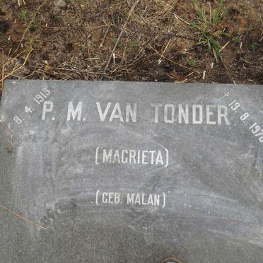 TONDER P.M., van nee MALAN 1913-1978