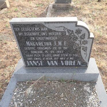 VUREN Magaretha J.M.E., Janse van nee ERASMUS 1911-1993