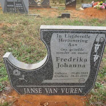 VUREN Fredrika Johanna, Janse van 1909-1999