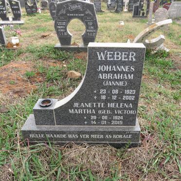 WEBER Johannes Abraham 1923-2002 & Jeanette Helena Martha VICTOR 1924-2015
