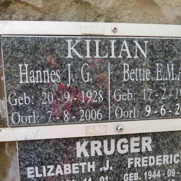 KILIAN J.G. 1928-2006 &amp; E.M.A. 1930-2021