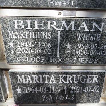 BIERMAN Marthiens 1943-2020 &amp; Wiesie 1953-