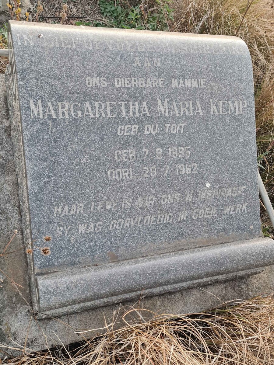 KEMP Margaretha Maria nee DU TOIT 1895-1962