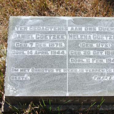 COETZEE Daniel 1876-1944 &amp; Helena UYS 1880-1945