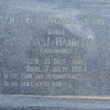 HAMMAN S.A.J. nee BADENHORST 1886-1964