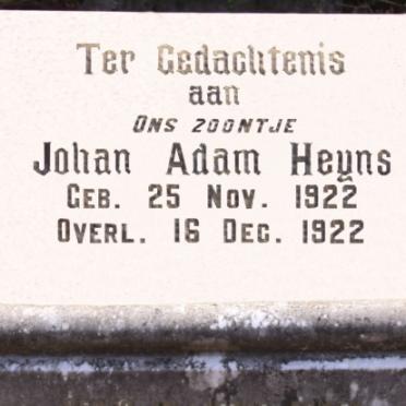 HEYNS Johan Adam 1922-1922
