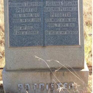 POTGIETER Johannes Theodorus 1847-1908 &amp; Johanna Susanna Wilhelmina Petronella MENTZ 1851-1941