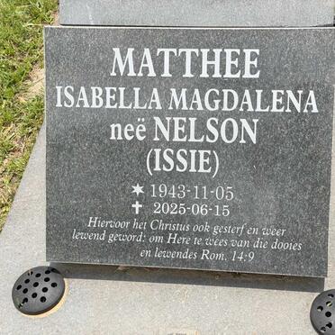 MATTHEE Isabella Magdalena nee NELSON 1943-2025