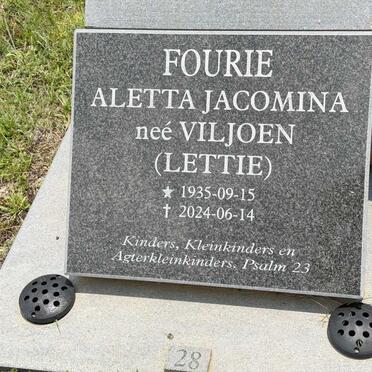 FOURIE Aletta Jacomina nee VILJOEN 1935-2024