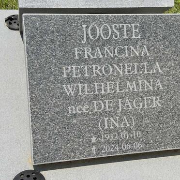 JOOSTE Francina Petronella Wilhelmina nee DE JAGER 1932-2024