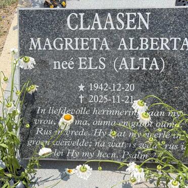 CLAASEN Magrieta Alberta nee ELS 1942-2025