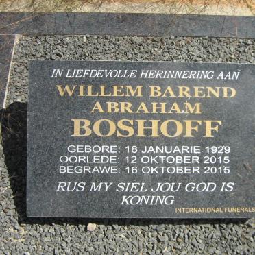 BOSHOFF Willem Barend Abraham 1929-2015