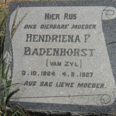 BADENHORST Hendriena P. nee VAN ZYL 1884-1927