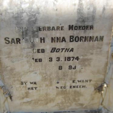 BORNMAN Sara Johanna nee BOTHA 1874-1938