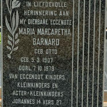 BARNARD Maria Margaretha nee OTTO 1907-1979