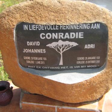 CONRADIE David Johannes 1936-2013 &amp; Adri 1938-2008