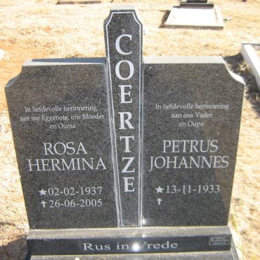 COERTZE Petrus Johannes 1933- &amp; Rosa Hermina 1937-2005