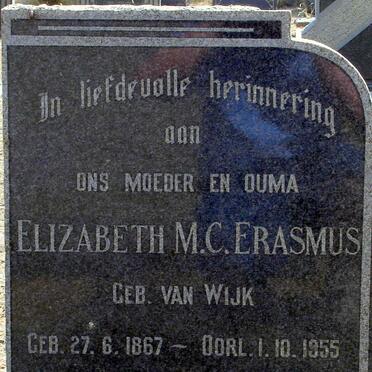 ERASMUS Elizabeth M.C. nee VAN WIJK 1867-1955