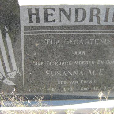 HENDRIKZ Susanna M.E. nee VAN EDEN 1878-1968