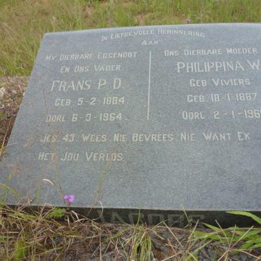 JACOBS Frans P.D. 1884-1964 &amp; Philippina W. VIVIERS 1887-1965