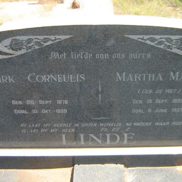 LINDE Dirk Corneulis 1876-1959 &amp; Martha Maria DE WET 1889-1957