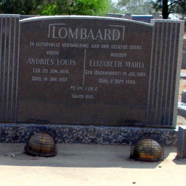 LOMBAARD Andries Louis 1876-1957 &amp; Elizabeth Maria BADENHORST 1880-1956