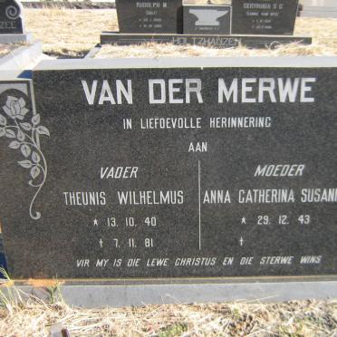 MERWE Theunis Wilhelmus, van der 1940-1981 &amp; Anna Catherina Susanna 1943-