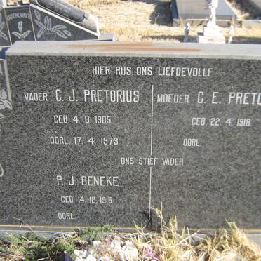 PRETORIUS C.J. 1905-1973 &amp; C.E. 1918- :: BENEKE P.J. 1915-