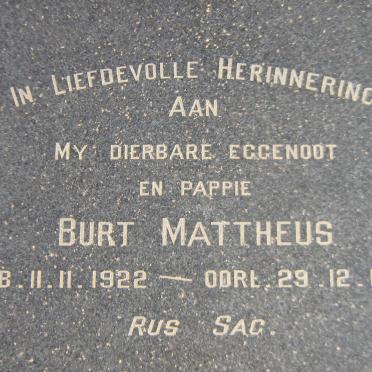 PREEZ Burt Mattheus, du 1922-1969