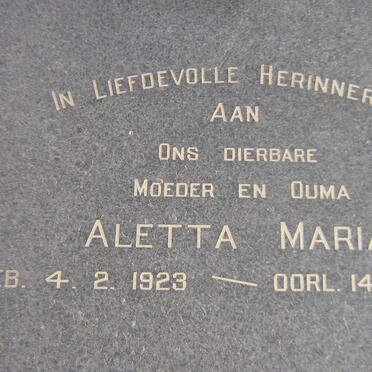PREEZ Aletta Maria, du 1923-1988