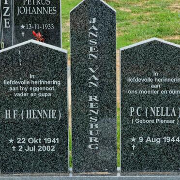 RENSBURG H.F., Janse van 1941-2002 &amp;  P.C. PIENAAR 1944-