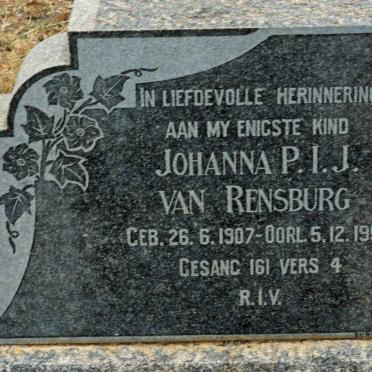RENSBURG Johanna P.I.J., van 1907-1954