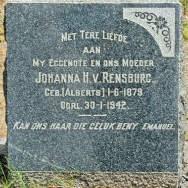 RENSBURG Johanna H., van nee ALBERTS 1879-1942