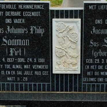 SAAIMAN Petrus Johannes Philip 1937-1981 &amp; Jacomina Christiana MALHERBE 1946-1988