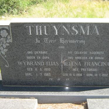 THUYNSMA Wybrand Elias 1899-1983 &amp; Helena Francina PRETORIUS 1906-1982