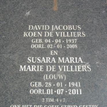 VILLIERS David Jacobus Koen, de 1937-2008 &amp; Susanna Maria Marie LOUW 1941-2011