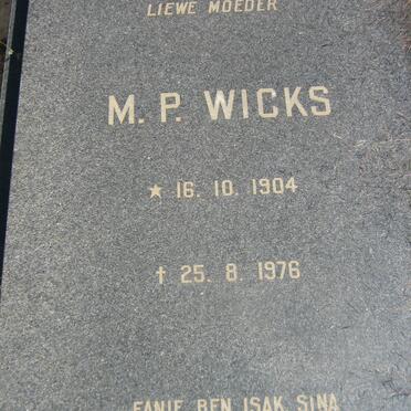 WICKS M.P. 1904-1976