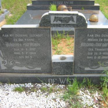 WET Johannes Marthinus, de 1897-1964 &amp; Johanna Margaretha TRUSCOTT 1895-1966