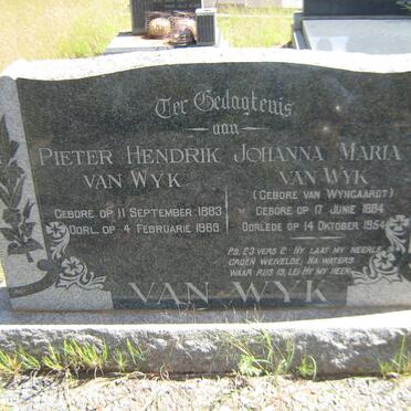 WYK Pieter Hendrik, van 1883-1963 &amp; Johanna Maria VAN WYNGAARDT 1884-1954