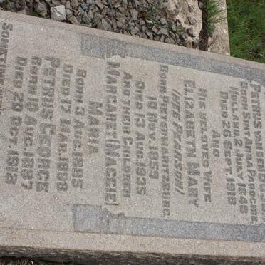 BOSCH Petrus, van den 1848-1918 &amp; Elizabeth Mary PEARSON 1859-1935