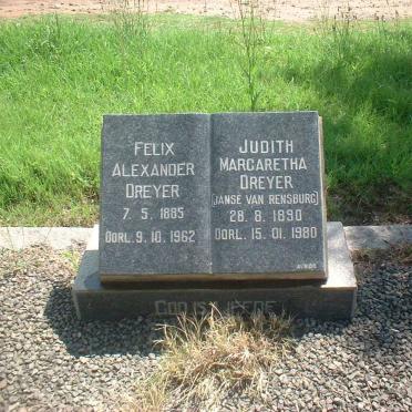 DREYER Felix Alexander 1885-1962 &amp; Judith Margaretha JANSE VAN RENSBURG 1890-1980