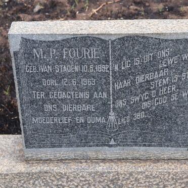 FOURIE M.P. nee VAN STADEN 1892-1963