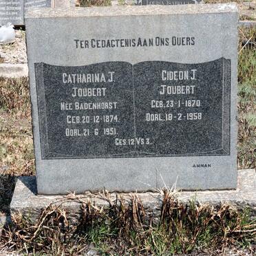 JOUBERT Gideon J. 1870-1958 &amp; Catharina J. BADENHORST 1874-1951