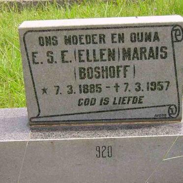 MARAIS E.S.E. nee BOSHOFF 1885-1957