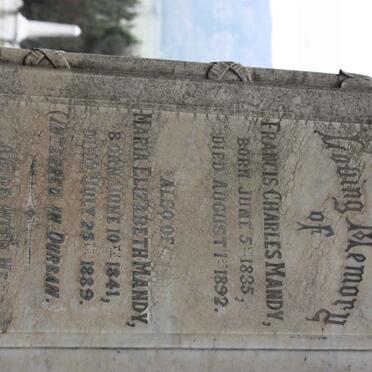 MANDY Francis Charles 1835-1892 &amp; Maria Elizabeth 1841-1889